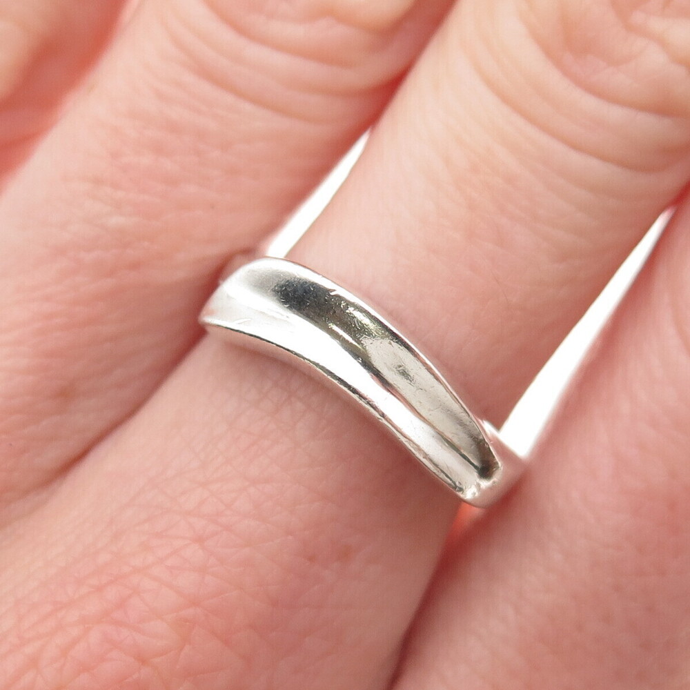 925 Sterling Silver Vintage Mexico Modernist Wavy Ring Size 7